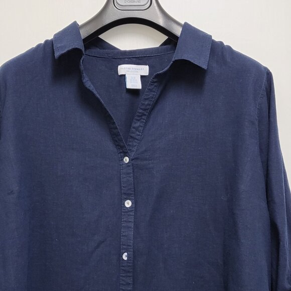 Martha Stewart Collection Shirt Linen Blend Womens 3X Plus Button Up Long Sleeve - Picture 2 of 14